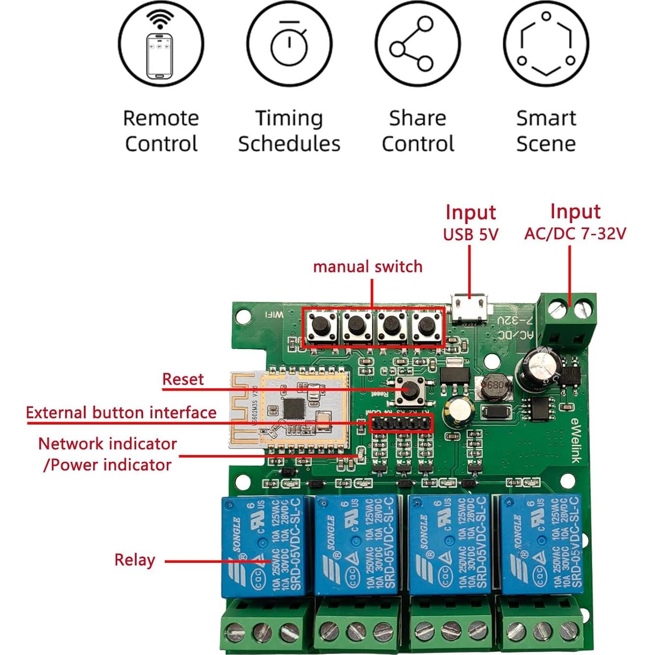 Interruptor Inteligente Inalámbrico Jane Eyre 4 Canales WiFi