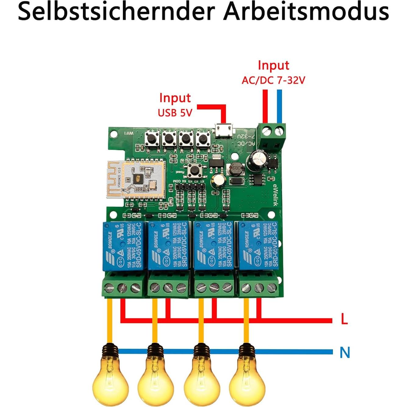 Interruptor Inteligente Inalámbrico Jane Eyre 4 Canales WiFi