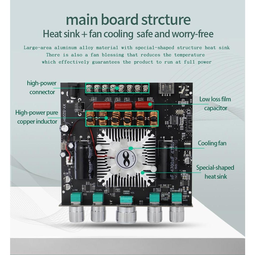 Amplificador de Potencia HIFIDIY LIVE S220H 2.1 Bluetooth 5.0 160W+220W