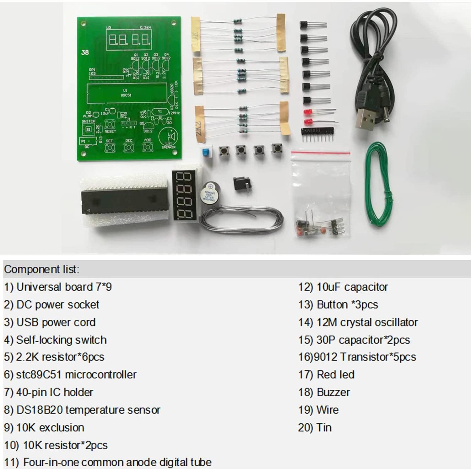 Kit de Soldadura DIY Sensor de Temperatura DS18B20 0-99 °C