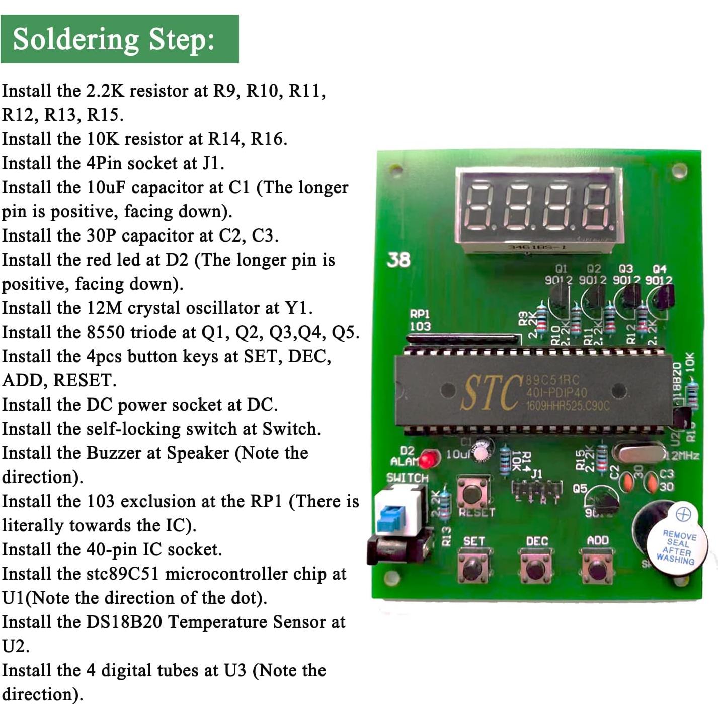 Kit de Soldadura DIY Sensor de Temperatura DS18B20 0-99 °C