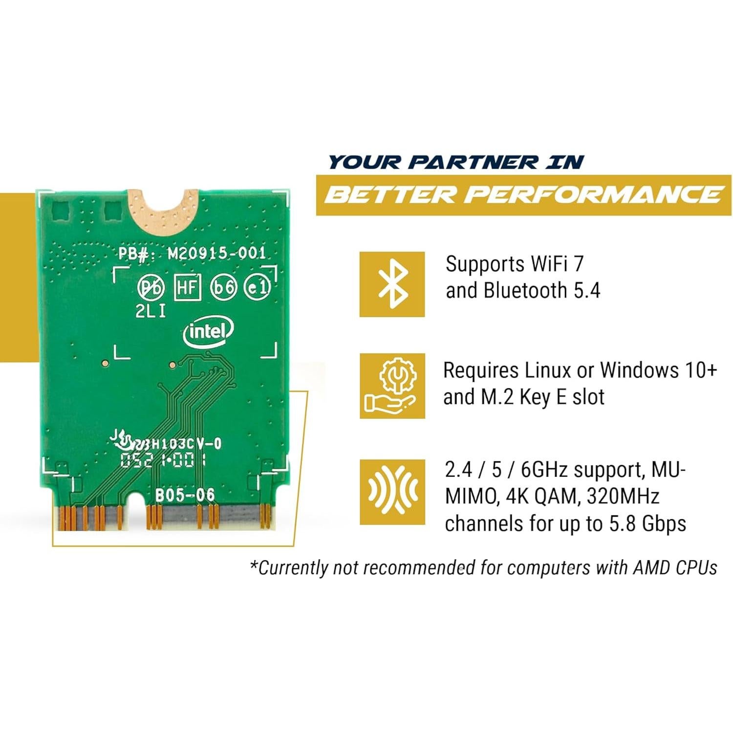 Adaptador WiFi 7 HighZer0 BE200 | M.2 PCIe Tri-Banda 5.8 Gbps