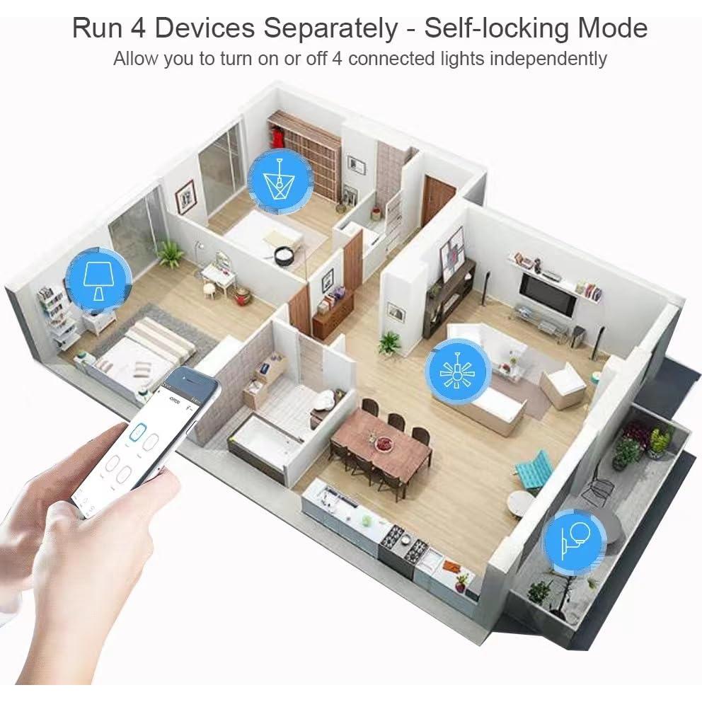 Módulo Relé Inteligente 4 Canales Yitouniu WiFi 85-250V