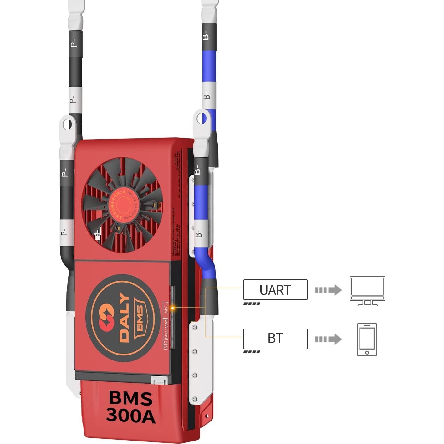 BMS Li-ion DALY Smart 4S 300A 12V con Bluetooth y ventilador