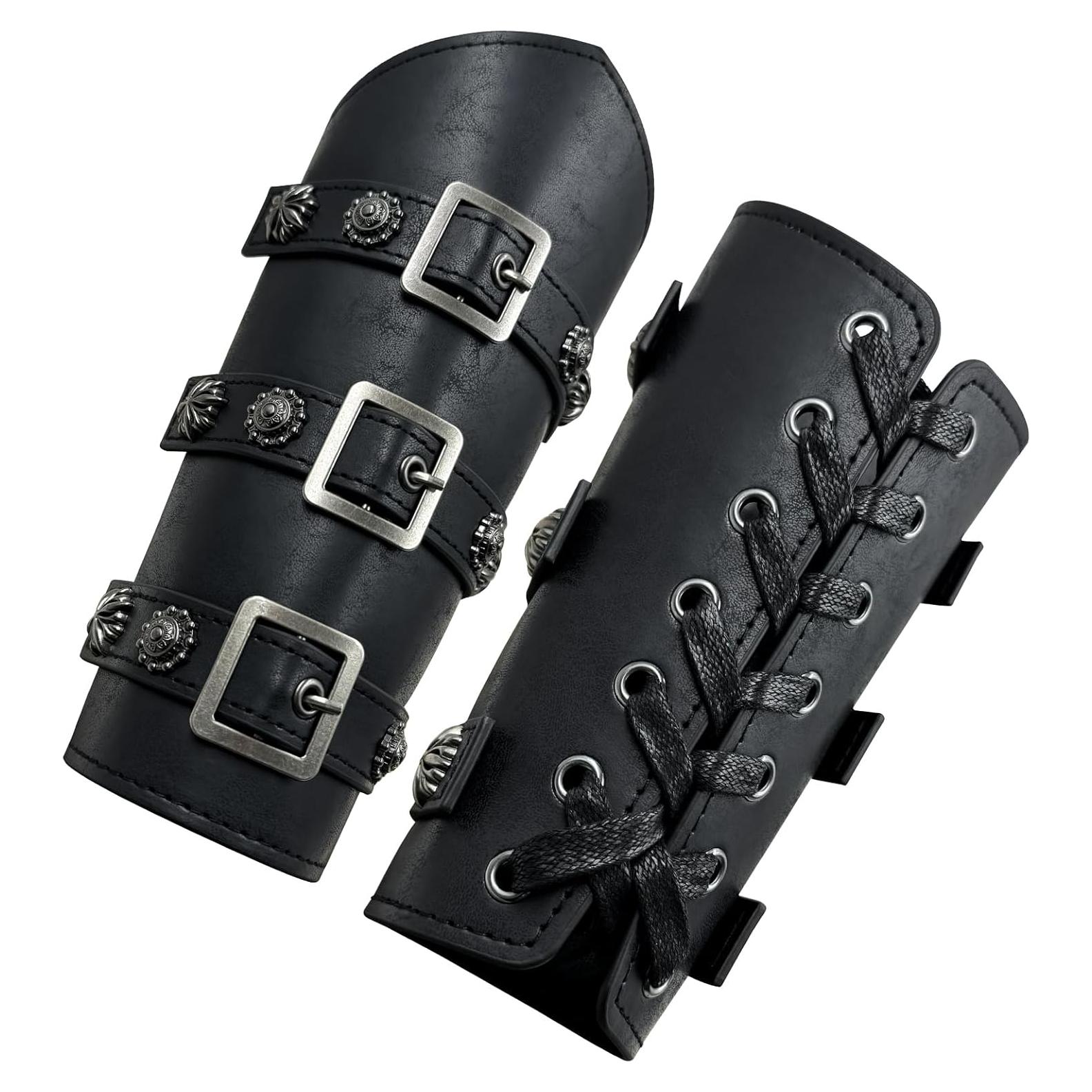 Guardias de Brazo Medievales HiiFeuer de Cuero PU Ajustables