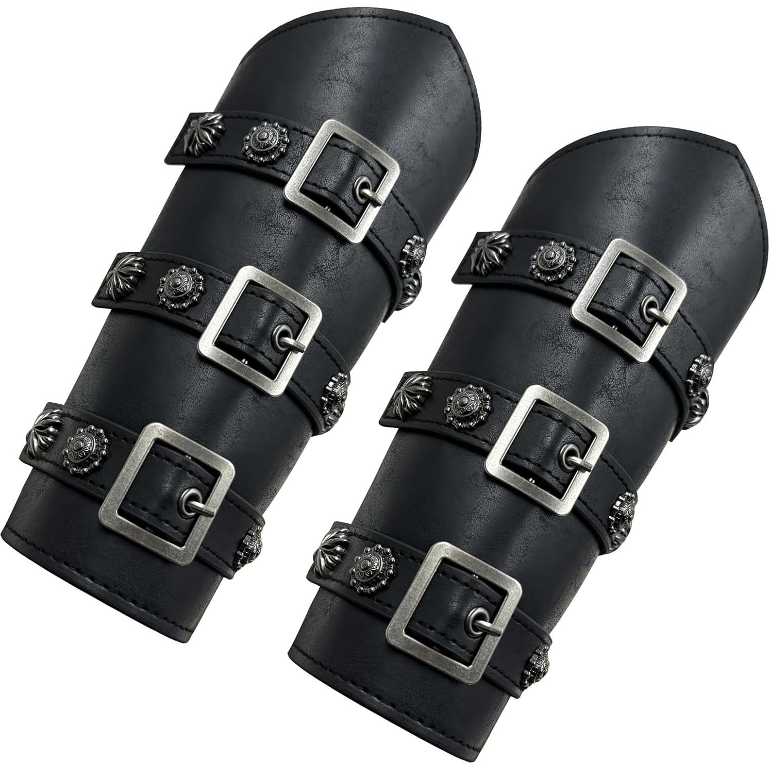 Guardias de Brazo Medievales HiiFeuer de Cuero PU Ajustables