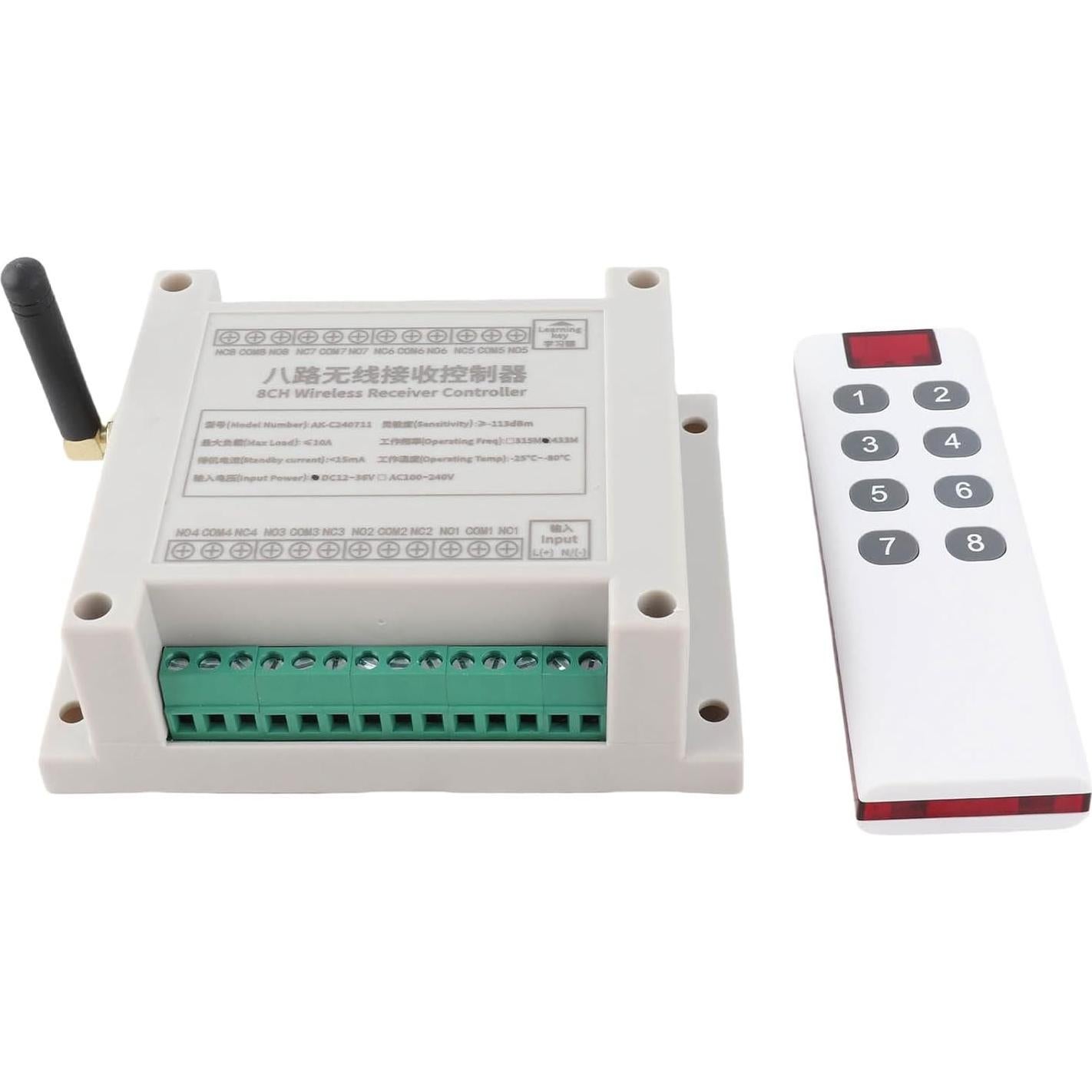 Módulo de Relé 8 Canales Gugxiom 10A DC 12V-36V Control Remoto