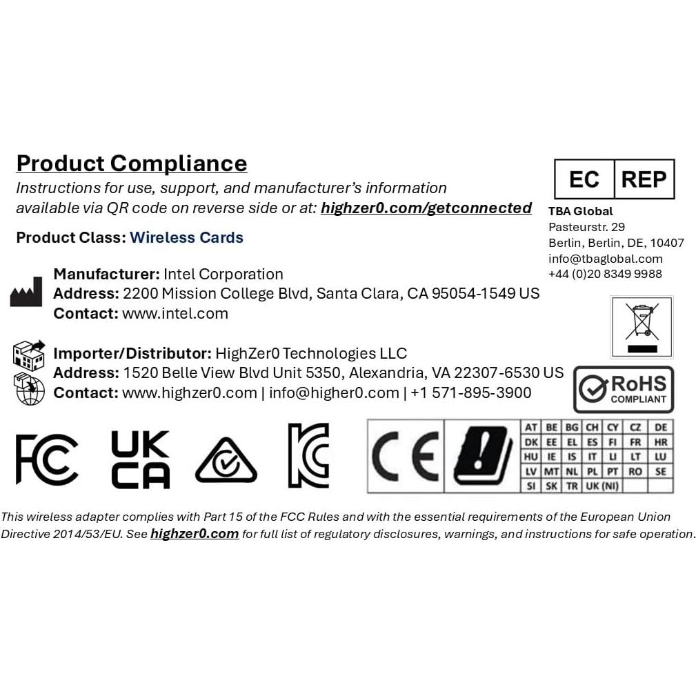 Adaptador Wi-Fi HighZer0 AC 8260 867Mbps Bluetooth 4.2