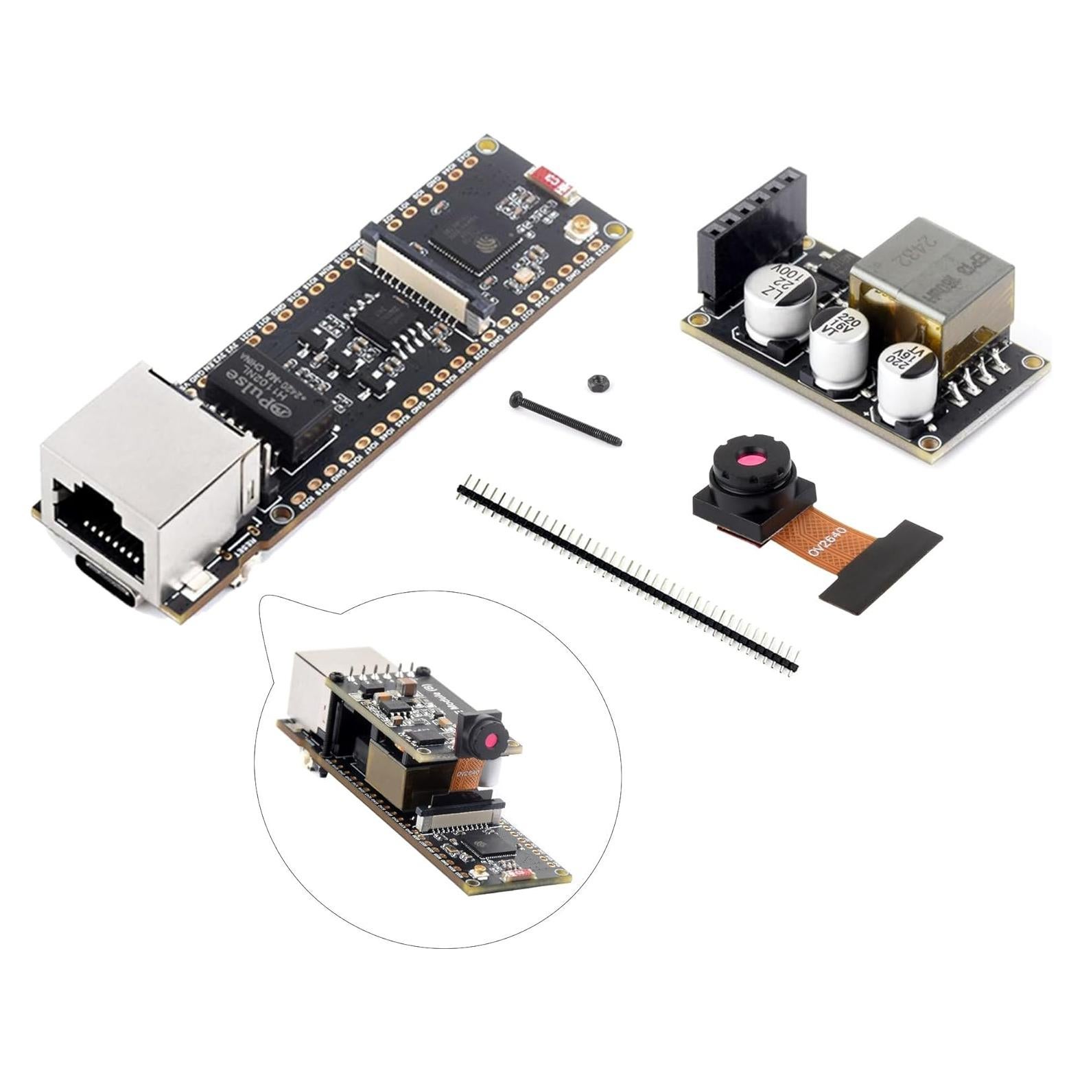 Placa de Desarrollo Ethernet Wonrabai ESP32-S3 con PoE y Cámara OV2640