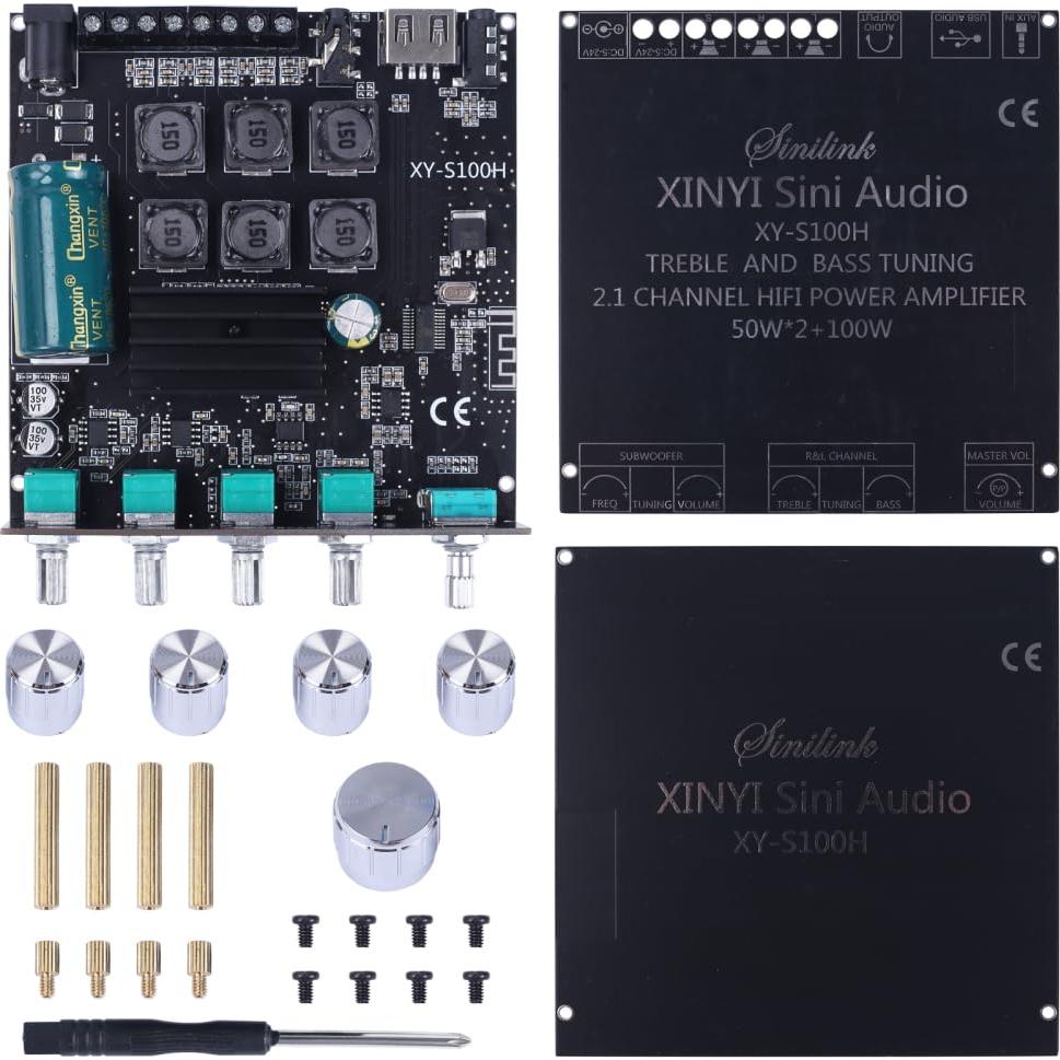 Módulo Amplificador DONGKER XY-S100H 2.1 Bluetooth 50W+100W