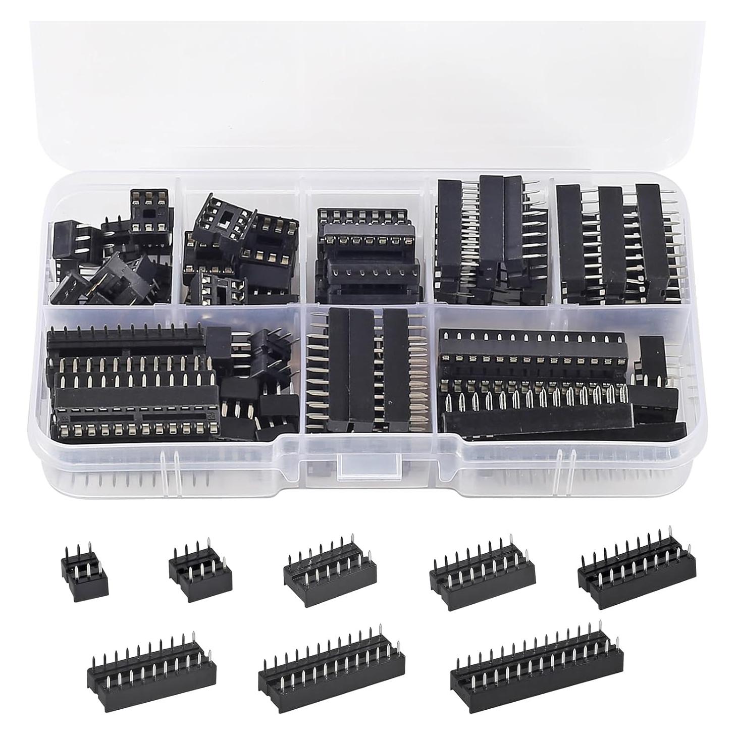 Kit de Adaptadores DIP IC DWEII 66 Piezas 6-28 Pines 2.54 mm