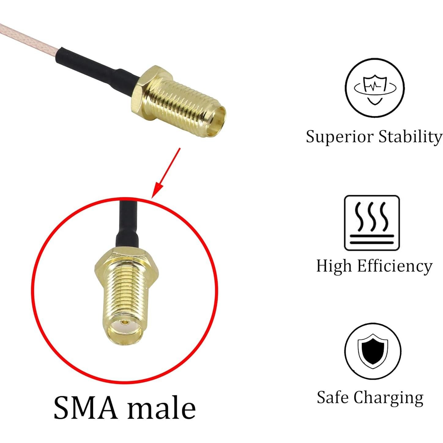 Cable Coaxial SMA Femenino Pigtail RG-178 20 cm - 4 Pcs