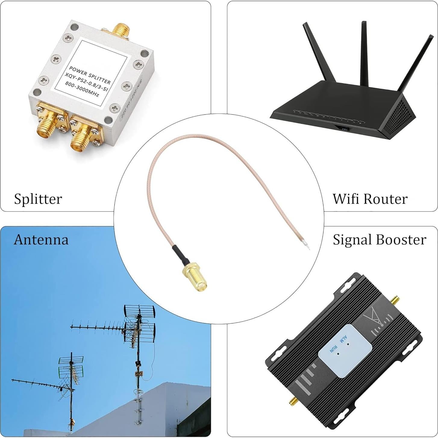 Cable Coaxial SMA Femenino Pigtail RG-178 20 cm - 4 Pcs
