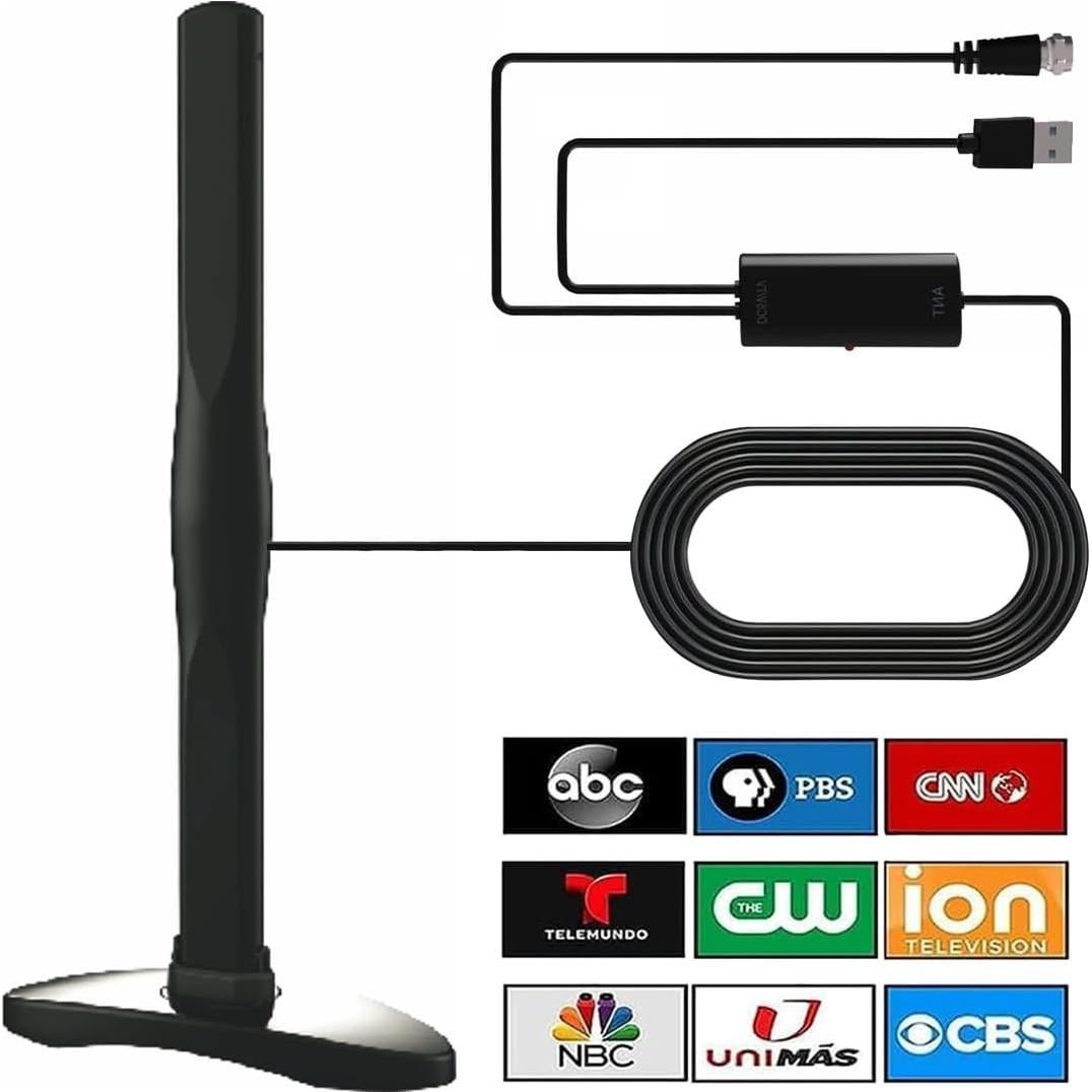 Antena Digital Amplificada ANTIER 321 km 8K 4K HD VHF UHF