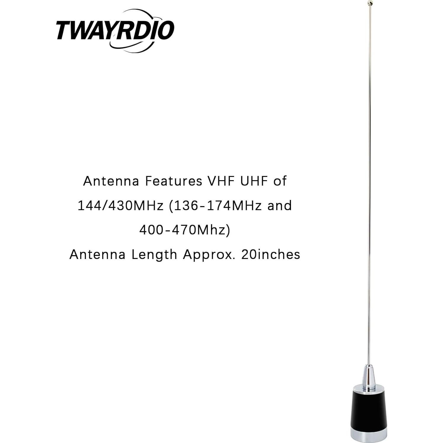 Antena NMO Banda Dual TWAYRDIO 144/430MHz VHF UHF para Radios