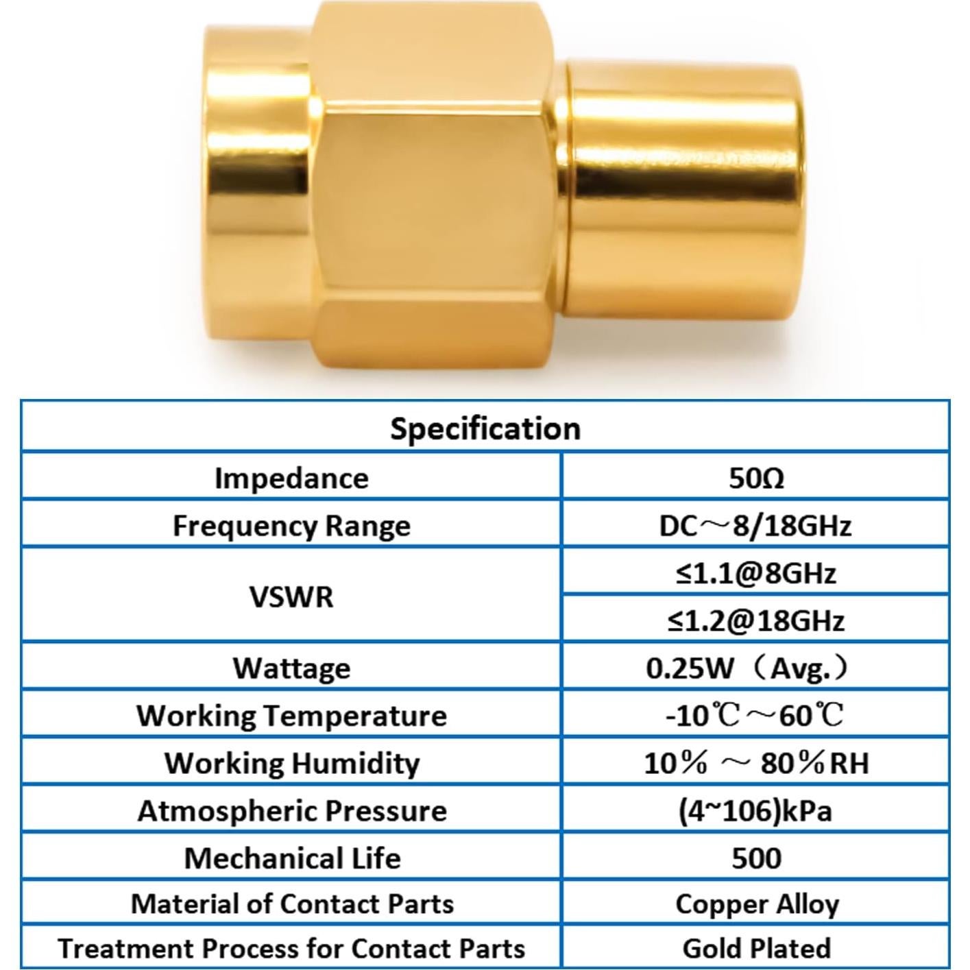 Adaptador Coaxial SMA Macho TOJOIN 2 Pcs 50 Ohm DC a 18GHz