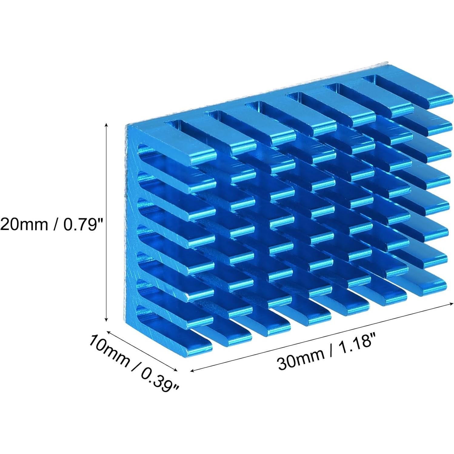 Disipador Térmico Autoadhesivo uxcell 30x20x10mm Aluminio Azul 5 Pcs