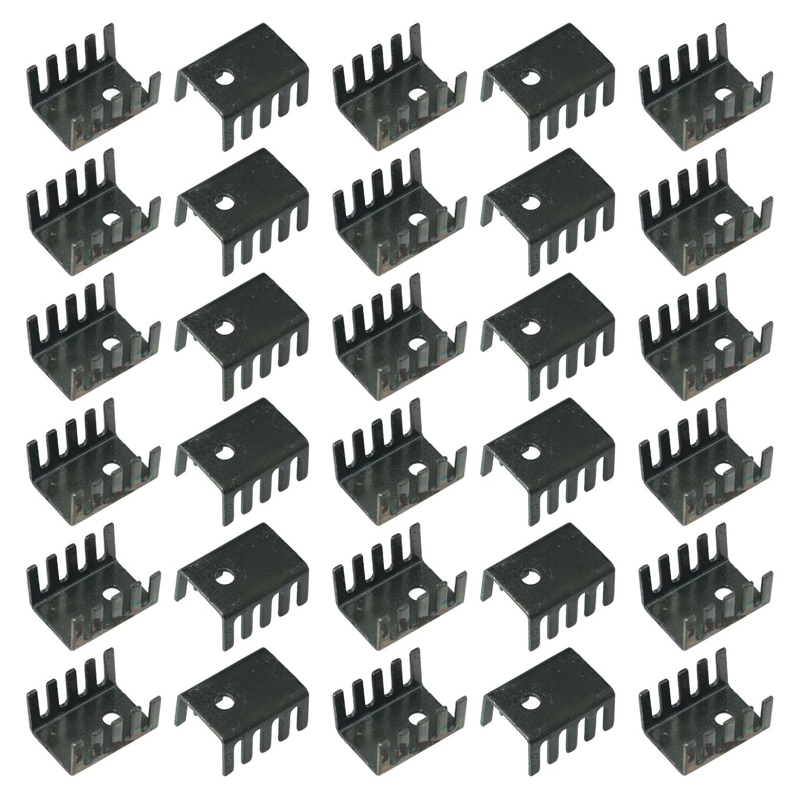 30 Almohadillas de Aislamiento Disipador Calor Aluminio Negro 19x15x10mm