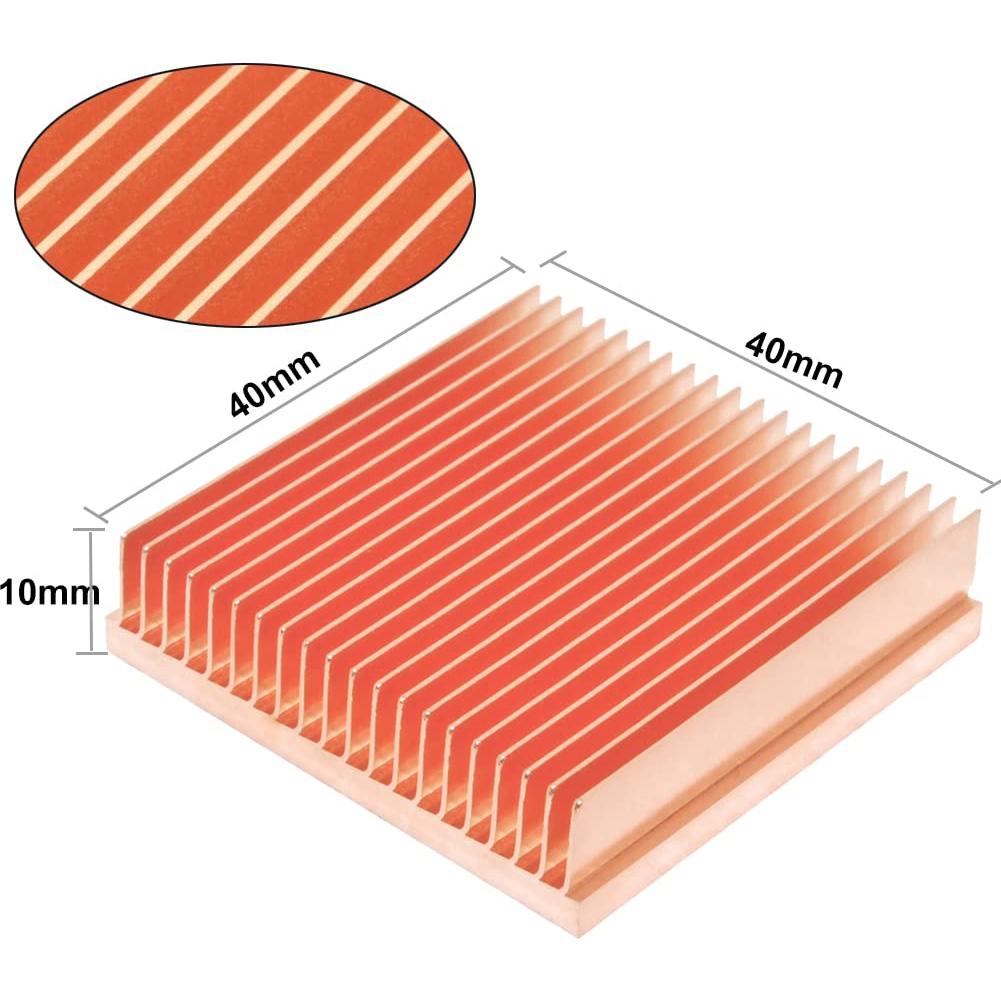 Disipador de Calor de Cobre Puro 40x40x10mm para Impresoras 3D