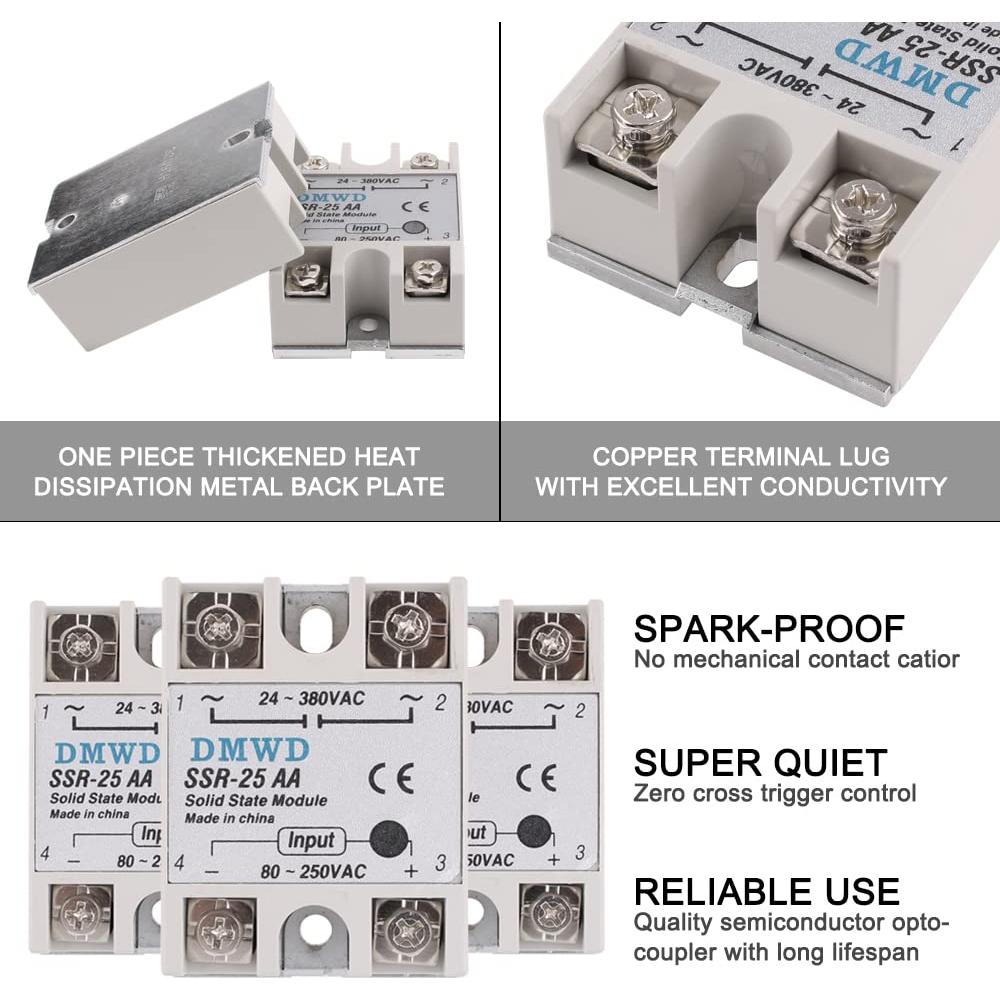 Relé de Estado Sólido DMWD SSR-25AA 25A AC a AC 80-250V