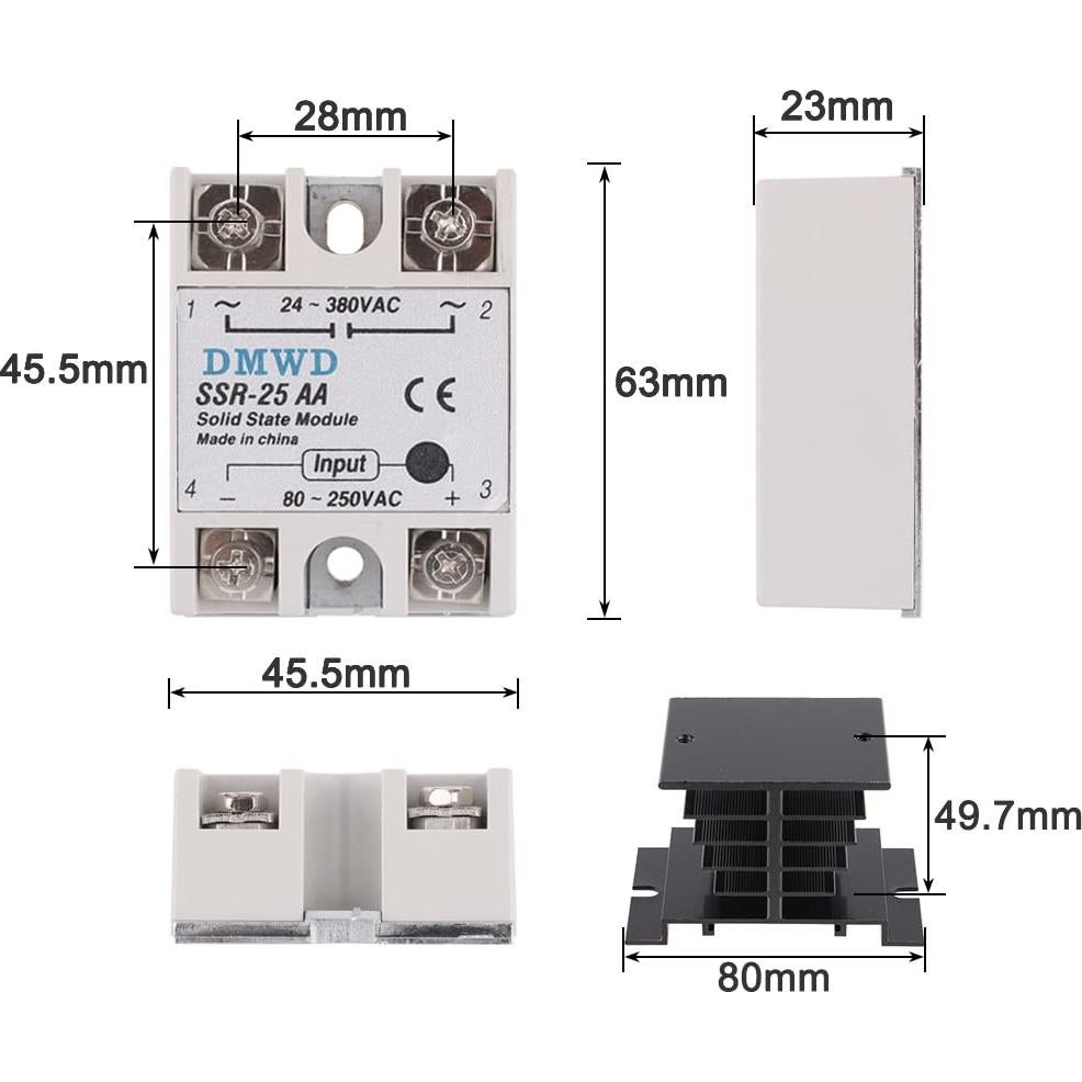 Relé de Estado Sólido DMWD SSR-25AA 25A AC a AC 80-250V