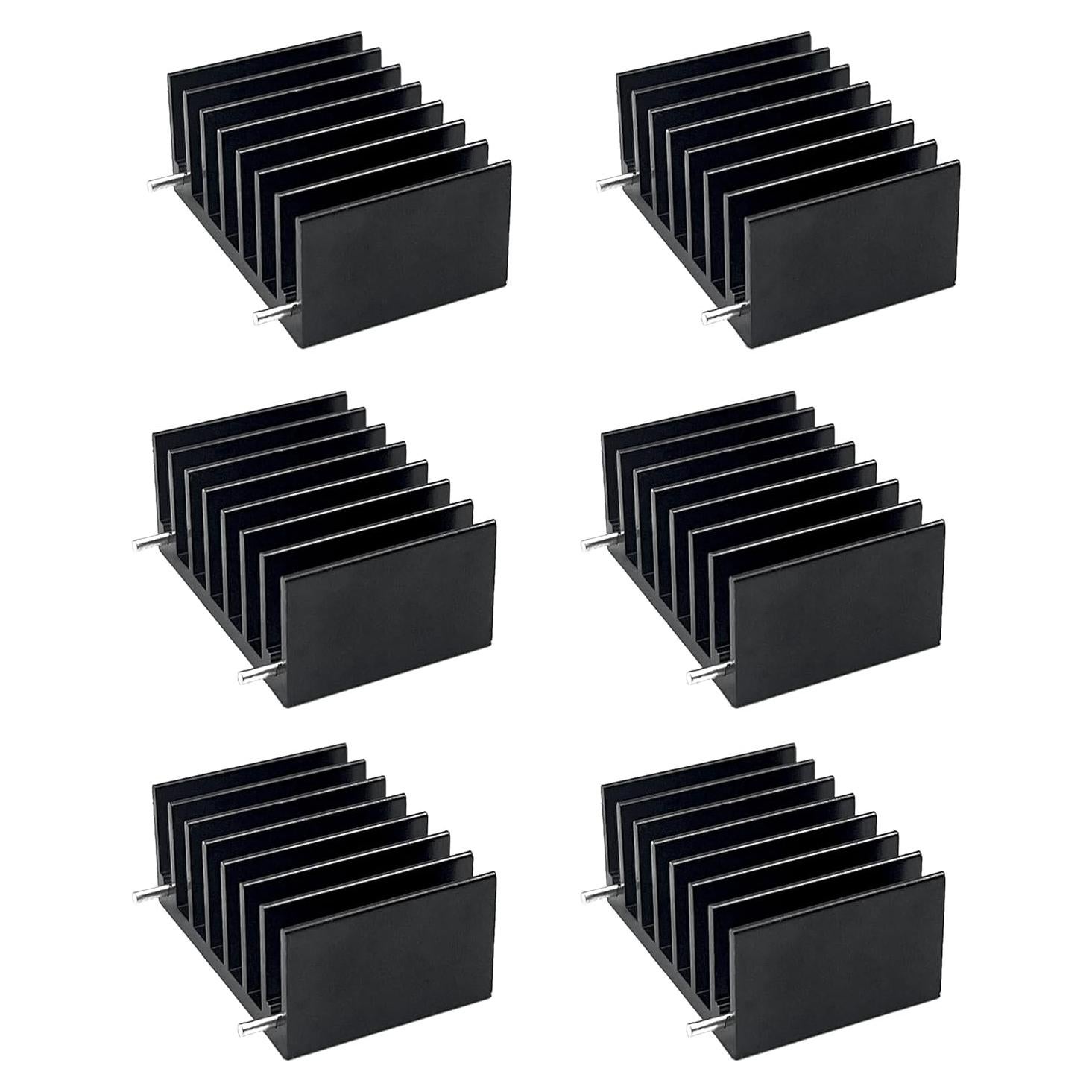 6 Disipadores de Aluminio TO-220 Awxlumv 25x36x16mm Negro