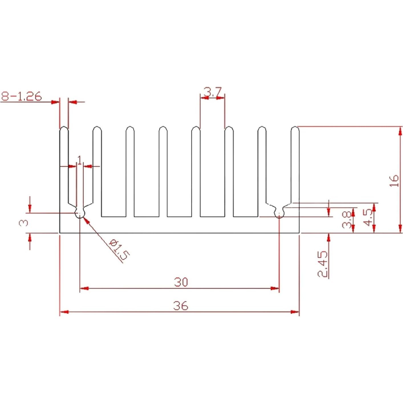 6 Disipadores de Aluminio TO-220 Awxlumv 25x36x16mm Negro
