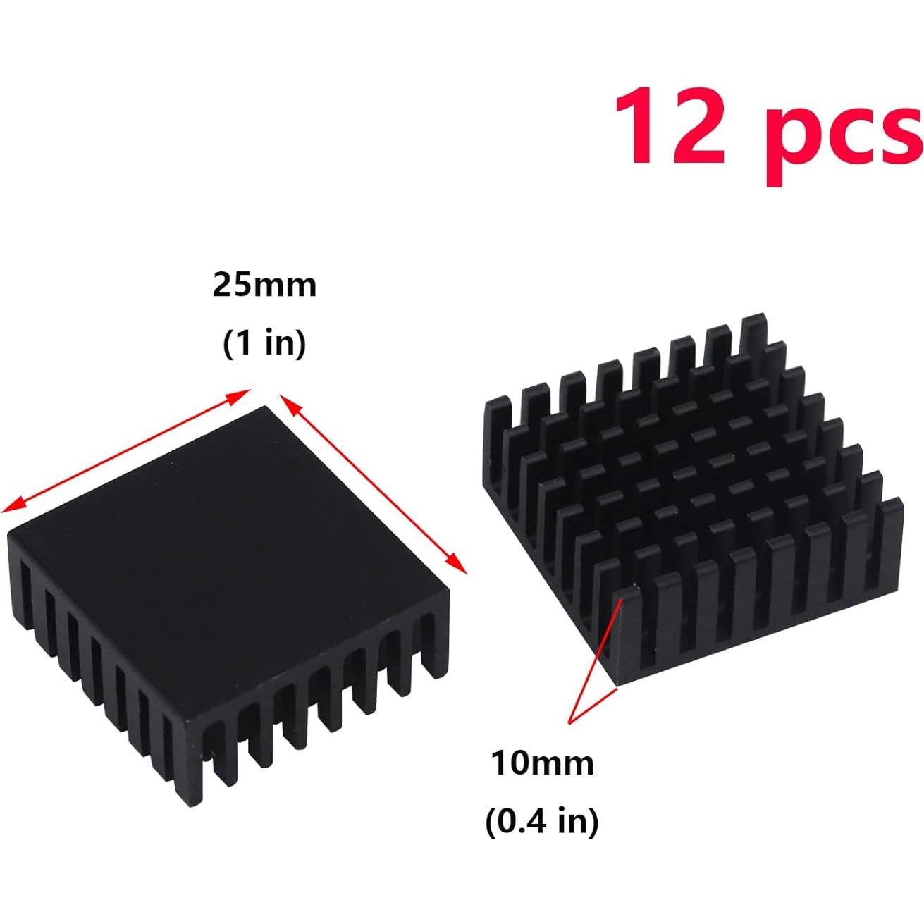 Disipador de Calor de Aluminio Antrader 12pcs 25x25x10mm
