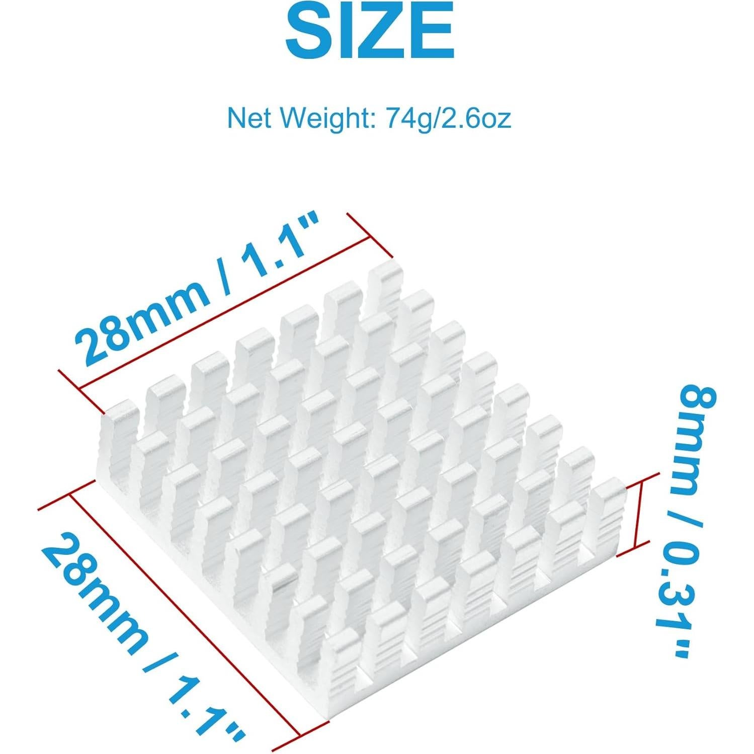 Kit de 10 Disipadores de Calor de Aluminio uxcell 28x28x8mm