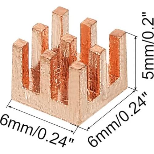 Disipador de Cobre MECCANIXITY 6x6x5mm con Adhesivo - Paquete de 5