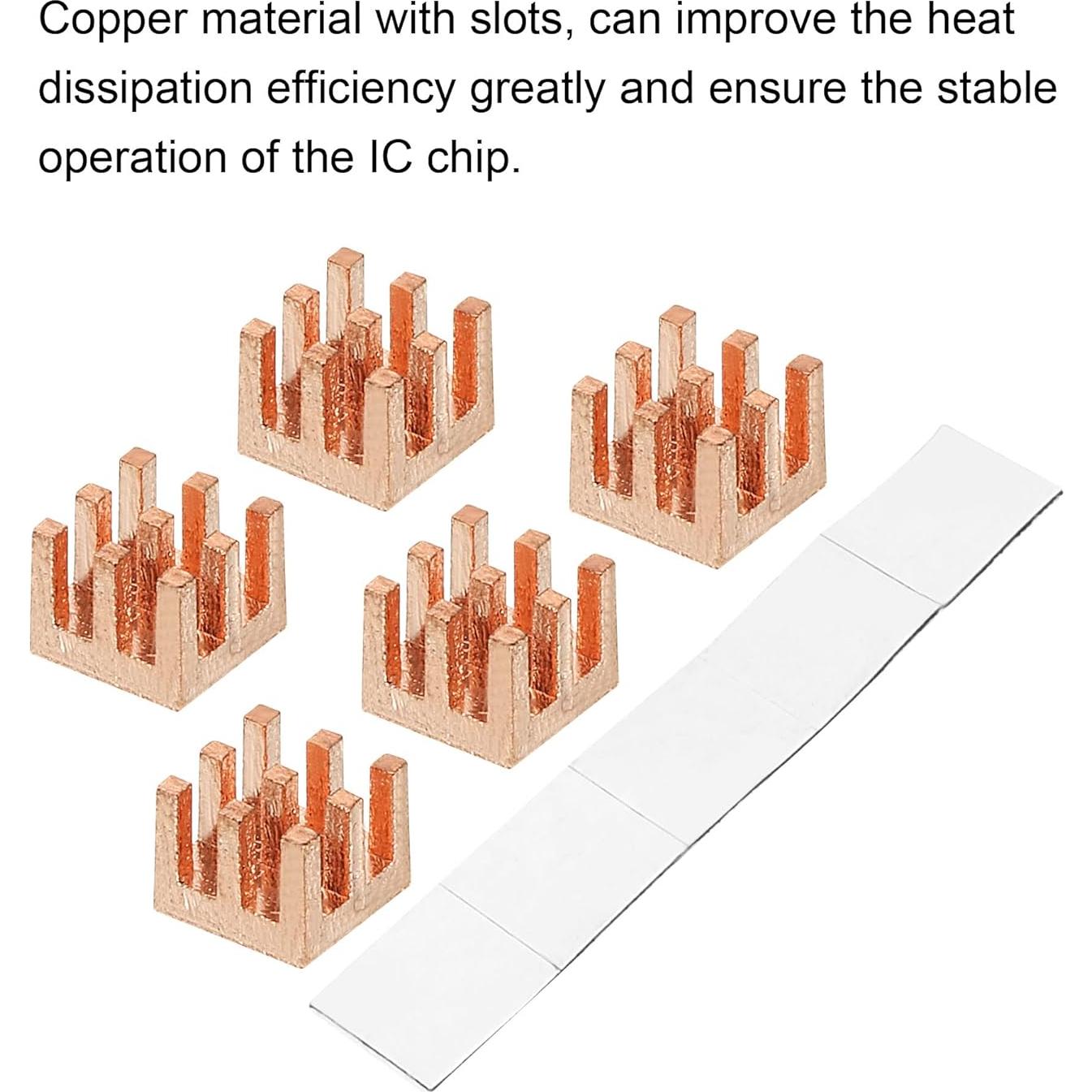 Disipador de Cobre MECCANIXITY 6x6x5mm con Adhesivo - Paquete de 5