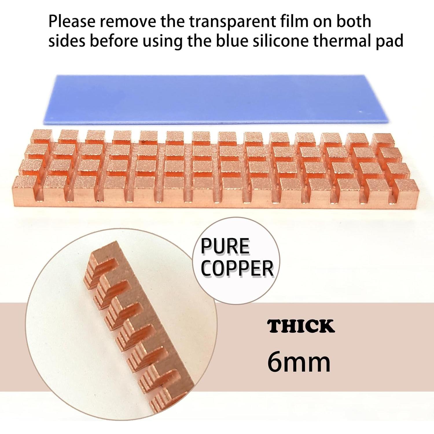 Disipador de Calor M.2 NVMe Haojiaho 67x18x6mm Cobre + Almohadilla Térmica