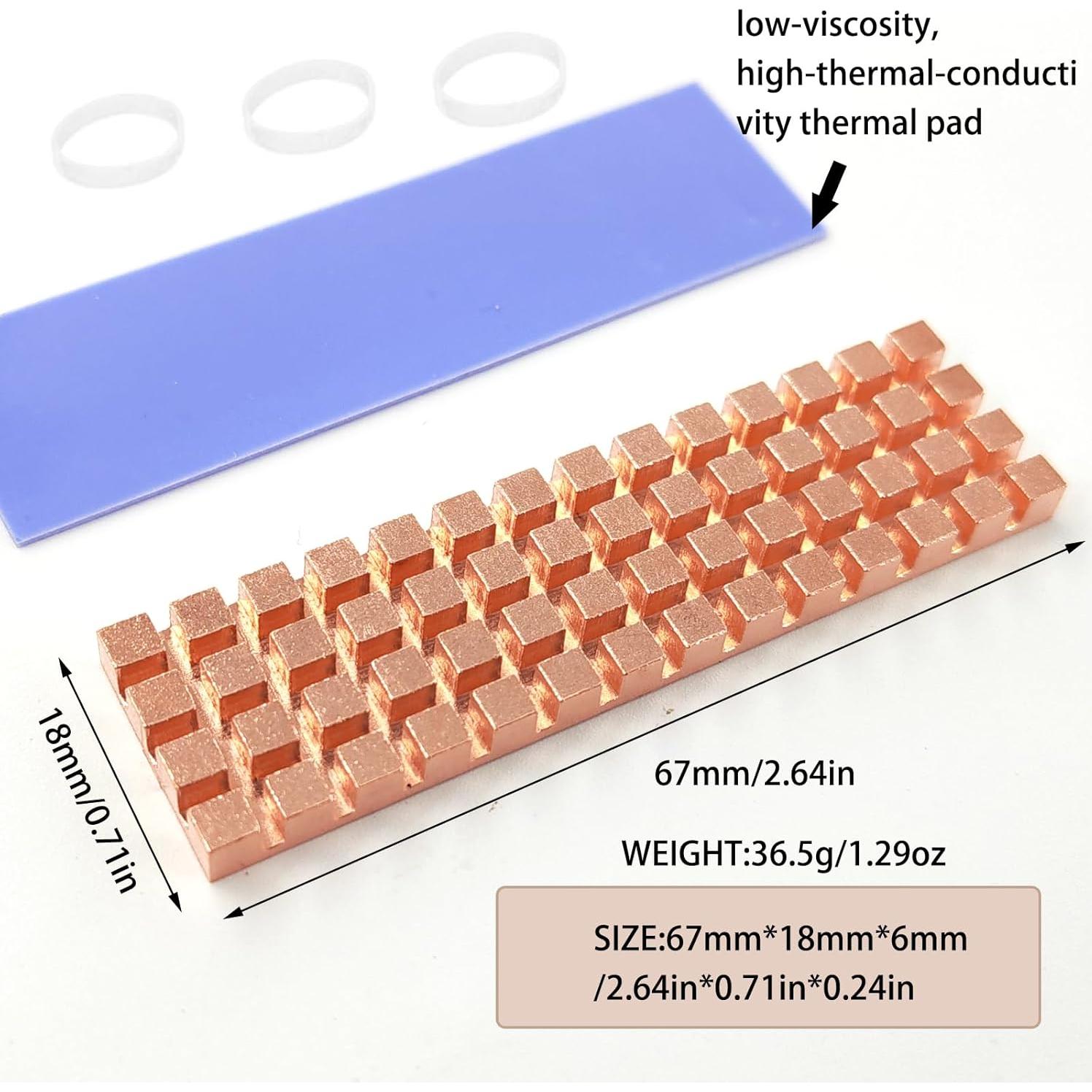 Disipador de Calor M.2 NVMe Haojiaho 67x18x6mm Cobre + Almohadilla Térmica