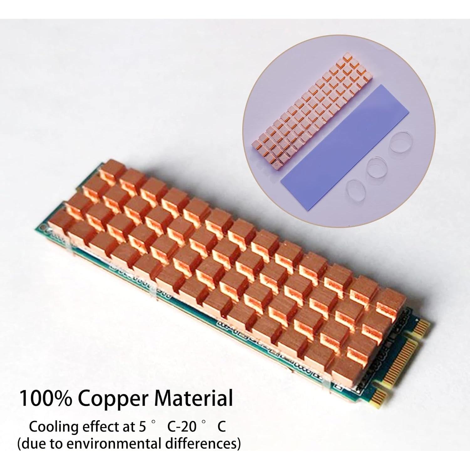 Disipador de Calor M.2 NVMe Haojiaho 67x18x6mm Cobre + Almohadilla Térmica