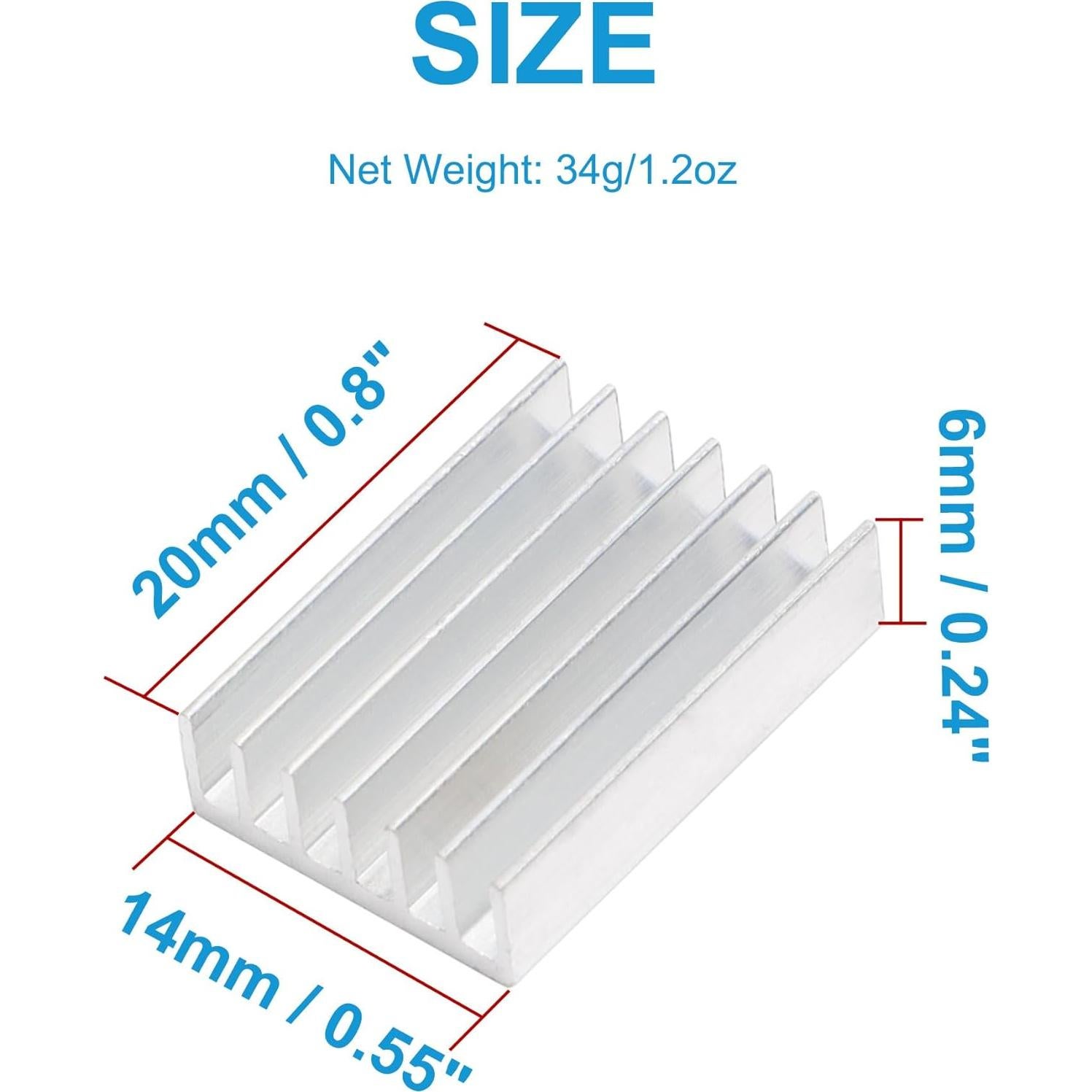 Kit de 20 Disipadores de Calor de Aluminio uxcell 20x14x6mm