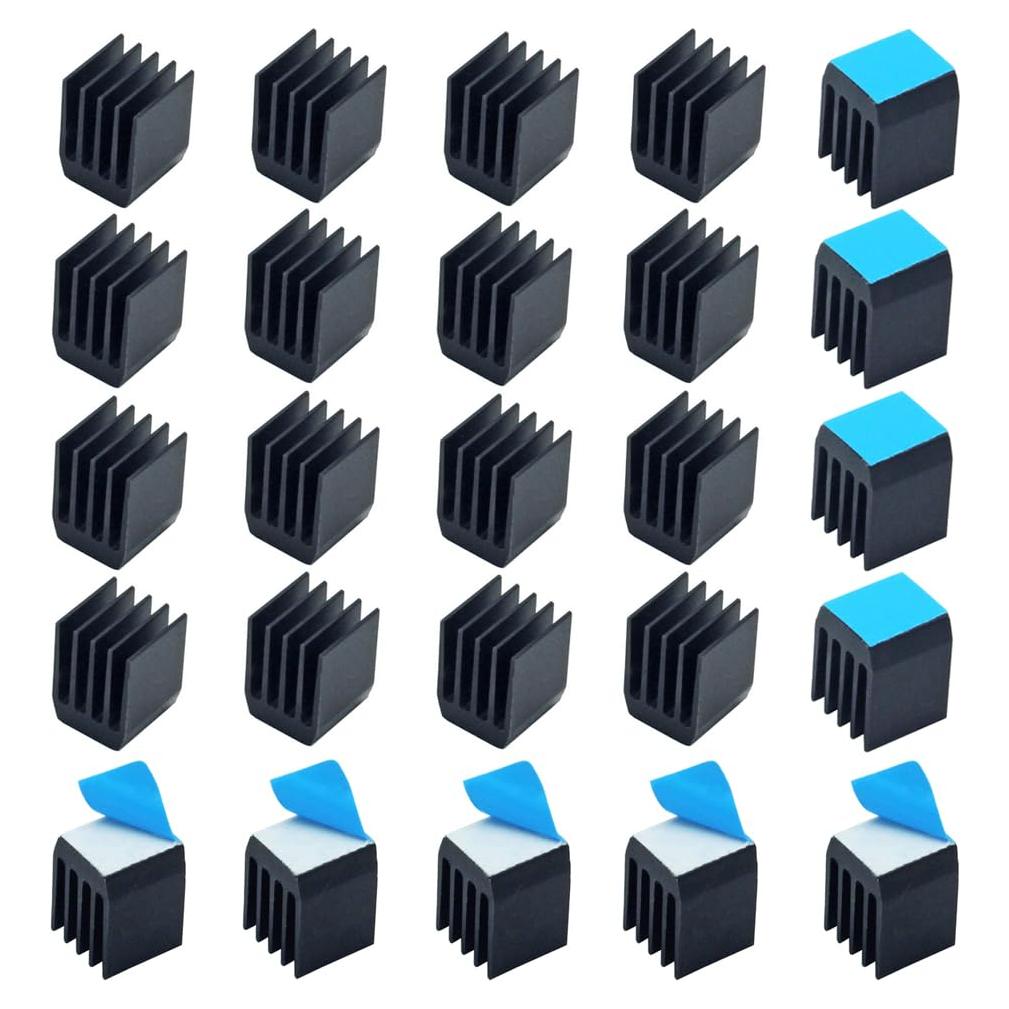 20 Disipadores de Aluminio 9x9x12mm con Cinta Adhesiva Térmica
