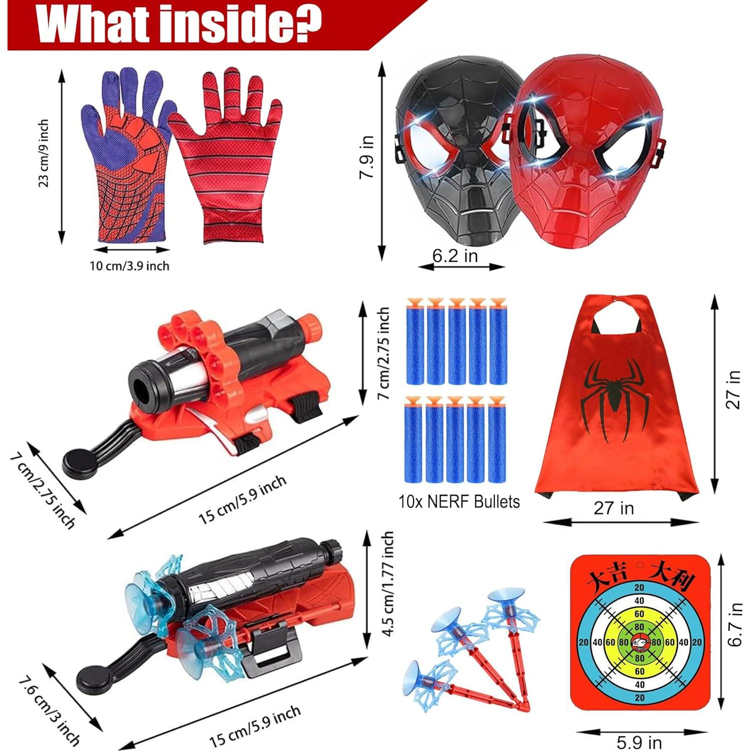 Juego de Lanzador de Cuerda Spider-Man mmitlink - 2 Lanzadores, Guantes y Más