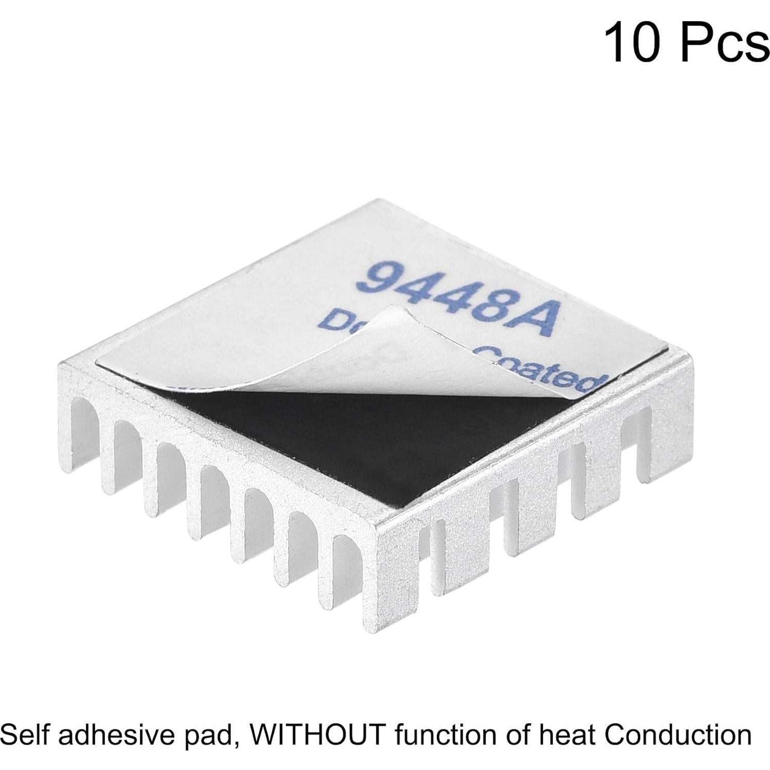Disipador de Calor Autoadhesivo Aluminio 20x20x6mm uxcell - 10 Pcs