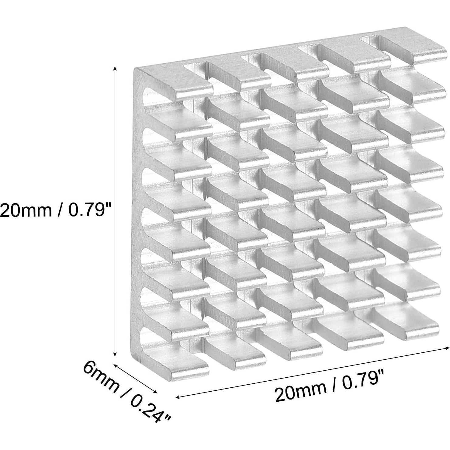 Disipador de Calor Autoadhesivo Aluminio 20x20x6mm uxcell - 10 Pcs