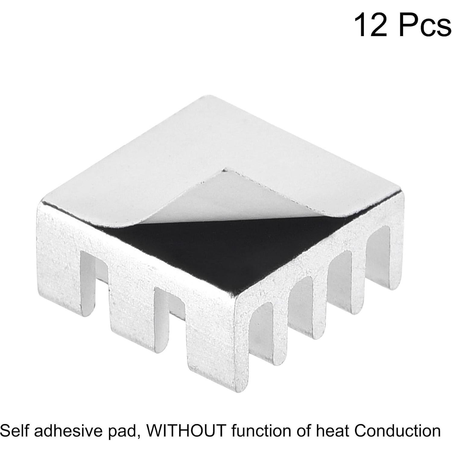 Disipador de Calor Autoadhesivo Aluminio uxcell 11x11x5mm 12 Pcs