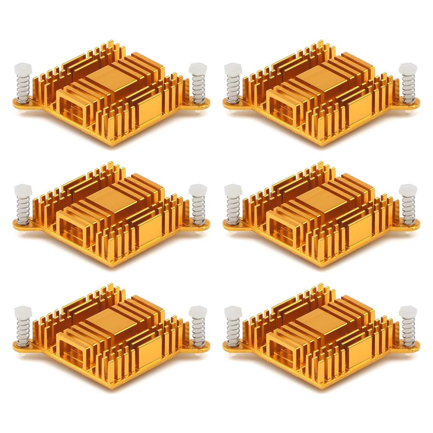6 Disipadores de Calor de Aluminio Unxuey 38x38mm Dorado