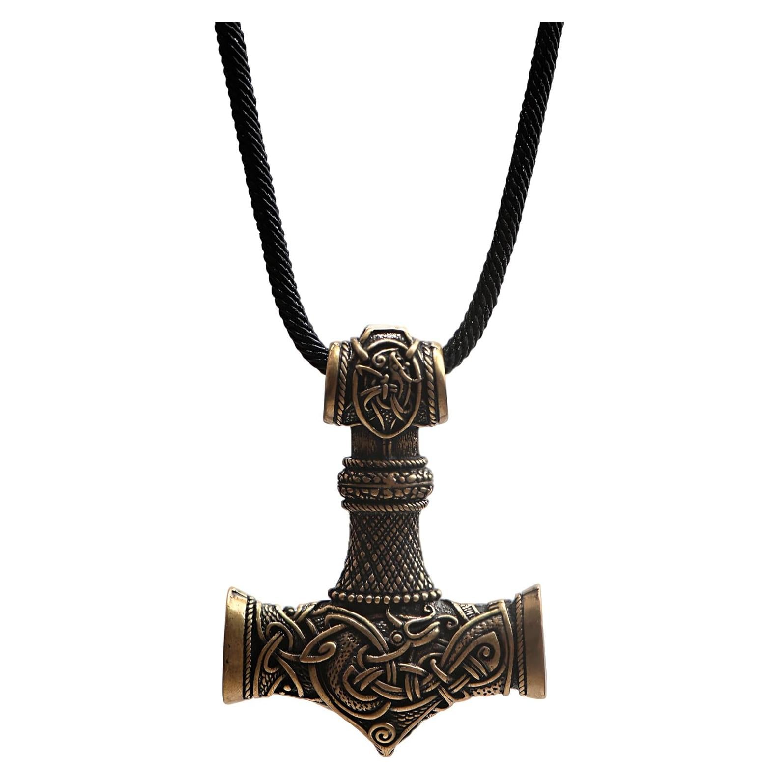 Collar Martillo Thor Mjolnir Bronce Antiguo 40mm Joyería Vikinga