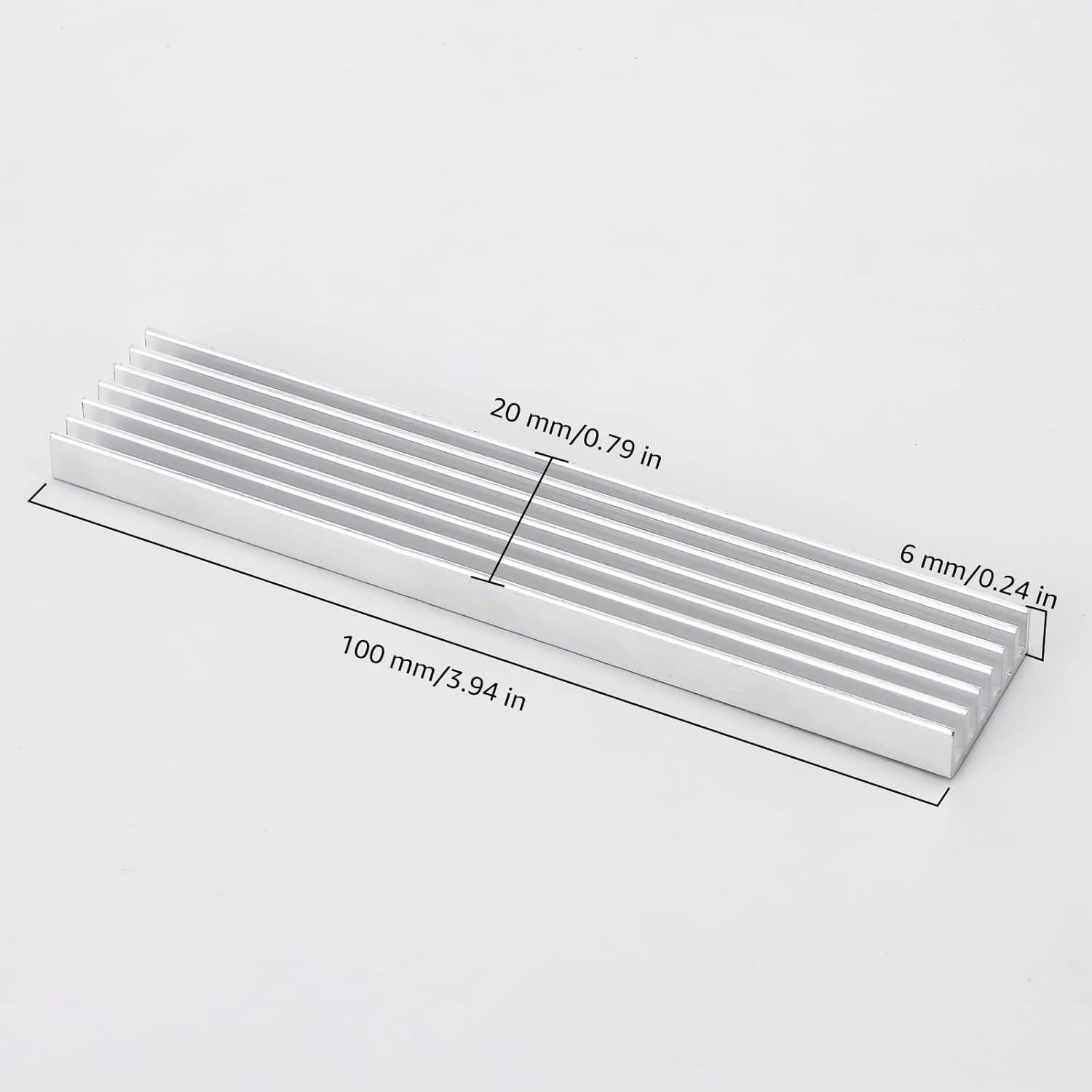 20 Disipadores de Calor Aluminio 100x20x6 mm Unxuey
