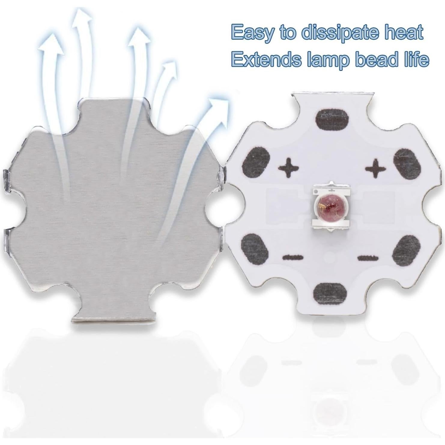 5 Piezas LED Rojo 620nm 3W SMD 3535 LEDGUHON con PCB 20mm