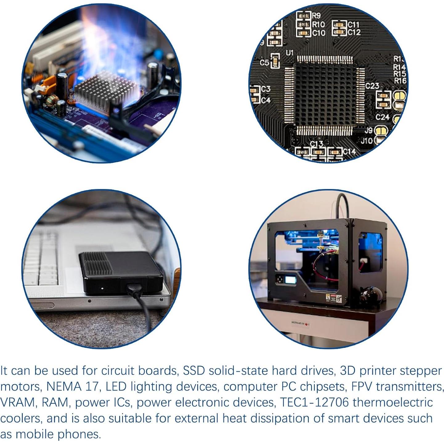 Kit de Disipadores de Calor Gokano 4 Piezas 40x40mm Aluminio Negro