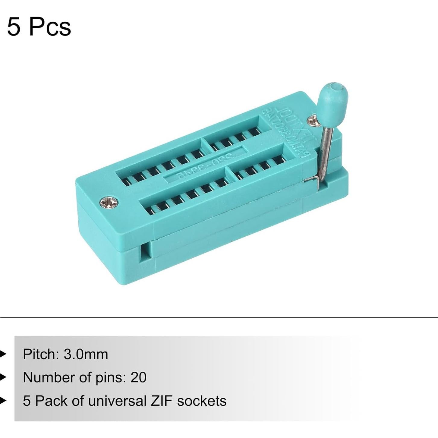 Zócalo de Prueba ZIF IC Universal PATIKIL 20 Pines 3.0mm - Paquete de 5