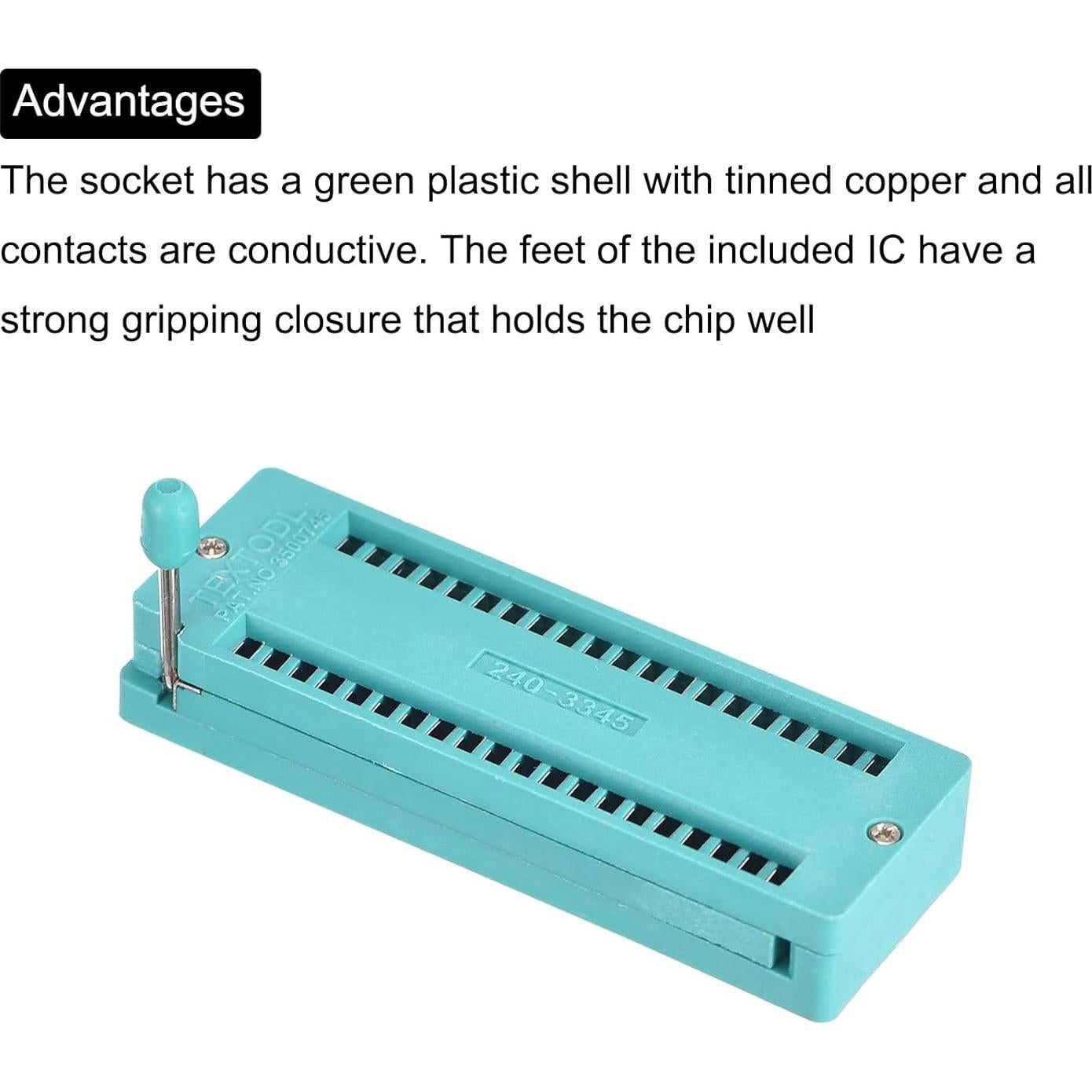 Zócalo de Prueba IC ZIF Universal PATIKIL 40 Pines 3.0mm - Paquete de 5