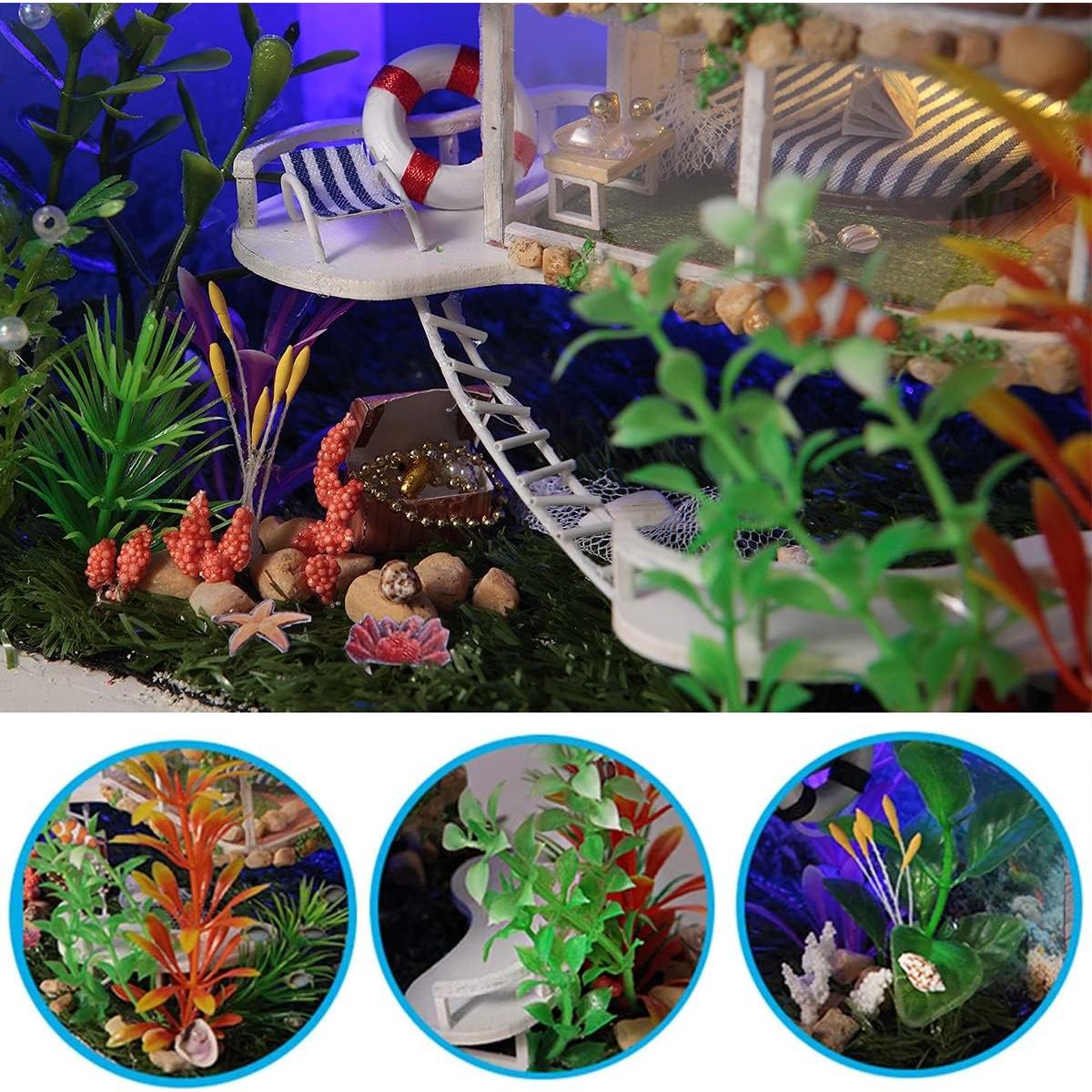 GuDoQi Kit Casa de Muñecas Miniatura DIY Bungalow Playa 1:24