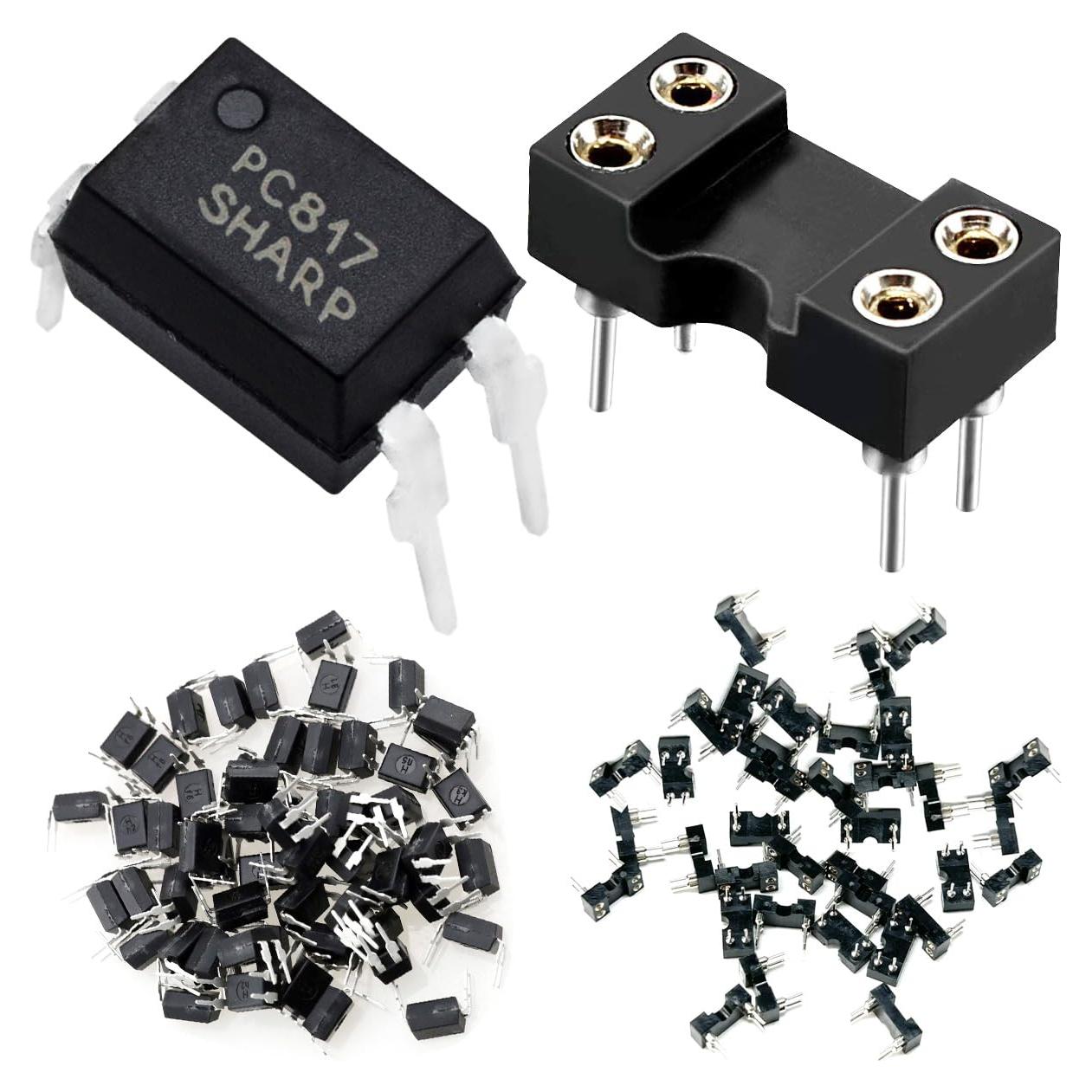 50 Pcs Optoacoplador PC817 + 50 Zócalos DIP-4 2.54mm DKARDU