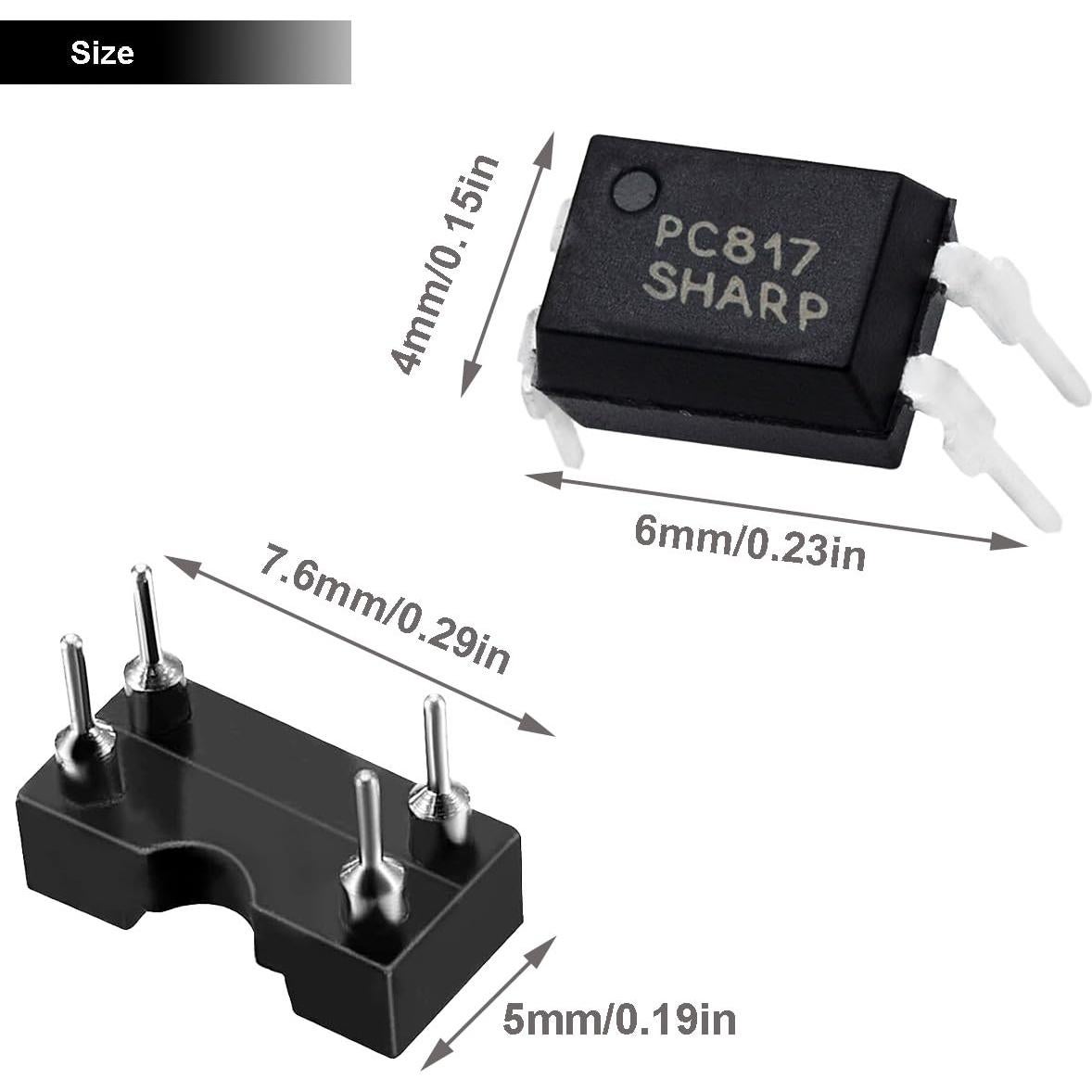 50 Pcs Optoacoplador PC817 + 50 Zócalos DIP-4 2.54mm DKARDU
